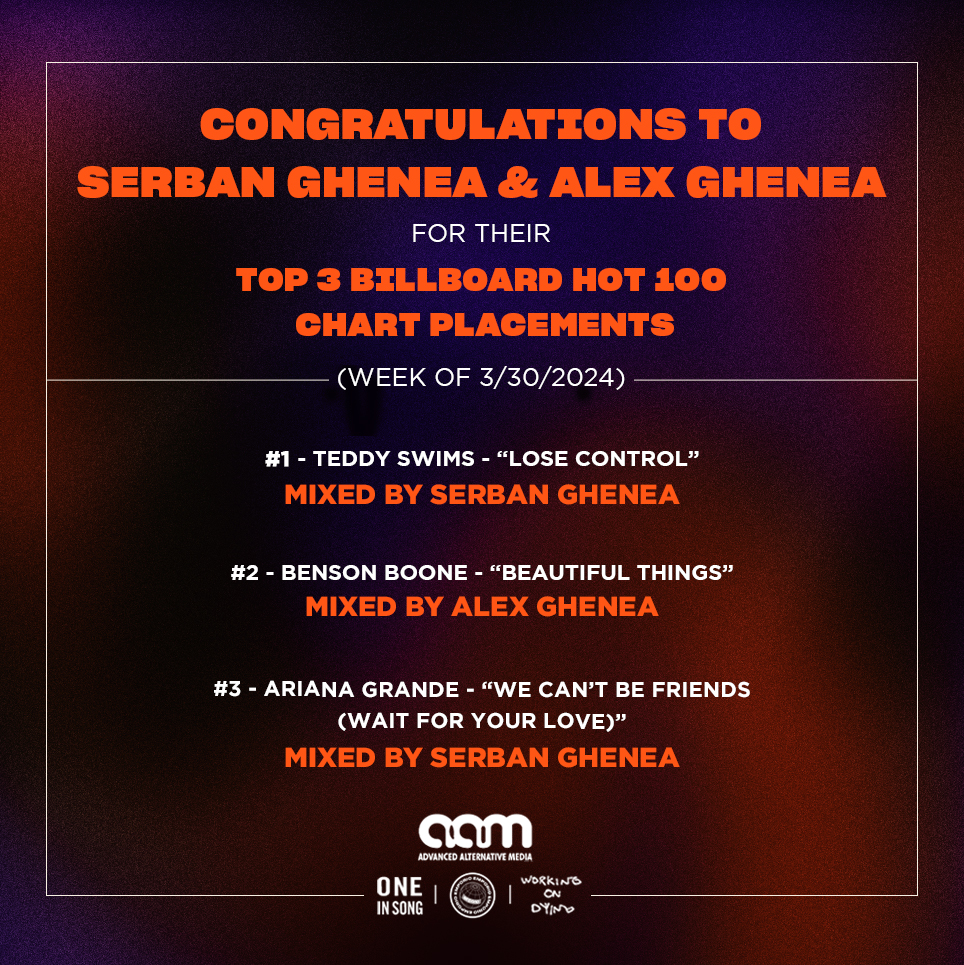 SERBAN GHENEA + ALEX GHENEA – TOP 3 HOT 100 CHART PLACEMENTS