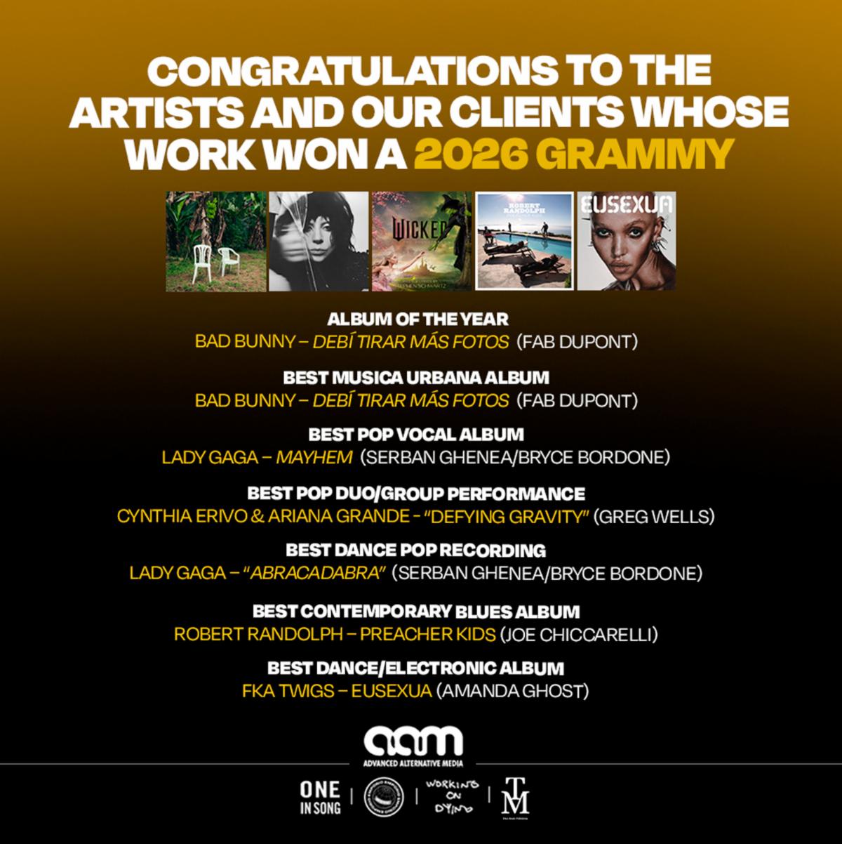 AAM WINS AT THE 2026 GRAMMYS!